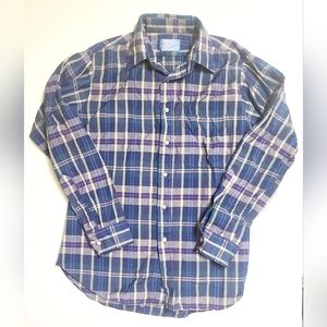 Pendleton Men's Plaid Shirt Size M Blue/Green 100% Virgin Wool Made In USA